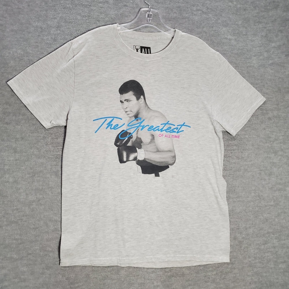 Muhammad‎ Ali Men T-Shirt Large Gray Logo The Greatest Of All Time Graphic Tee